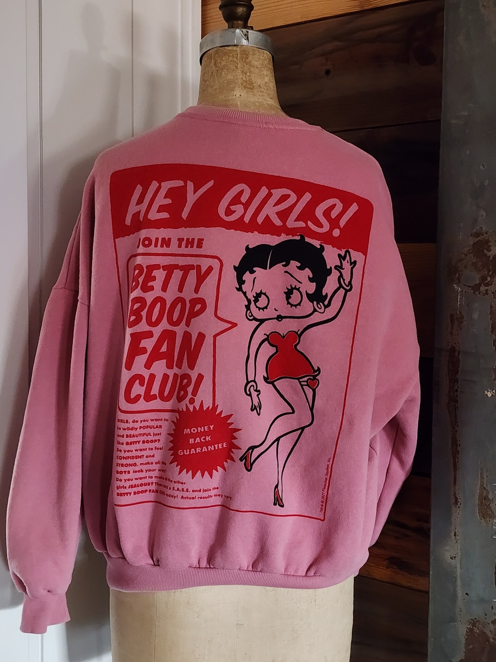 Betty Boop Fan Club Hey Girls Pink Sweatshirt